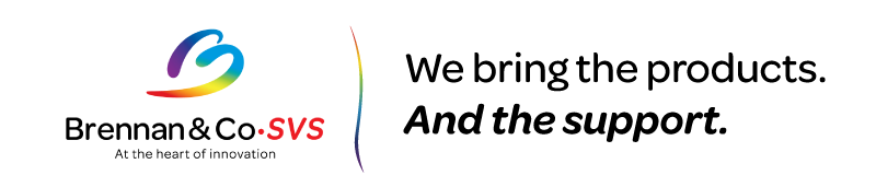 Logo with a multicolored curved swoosh to the left of the red '.SVS' text on a black background.
